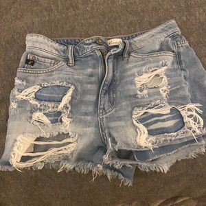 Ripped jean shorts